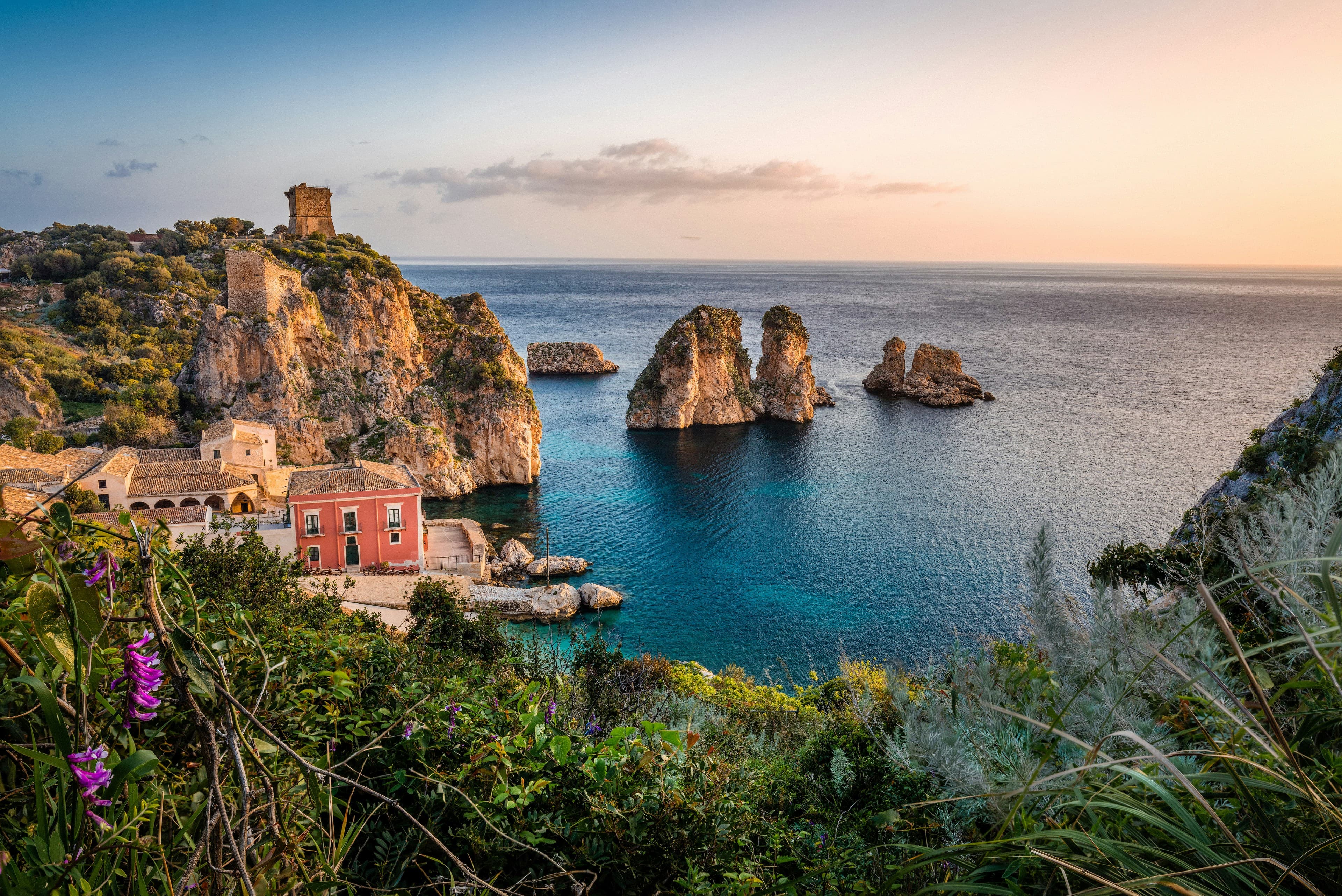 Beautiful view of Cinisi coastline, Sicily